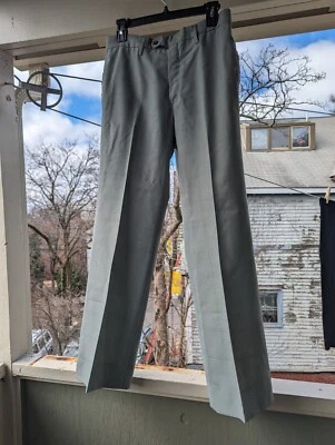 Винтажные расклешенные серые зеленые тканые клетчатые брюки YSL Yves Saint Laurent 30 дюймов 6 8 - Изображение 1 из 4