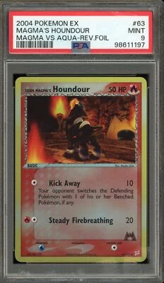 Pokemon Team Magma's Houndour EX Magma Vs Aqua Reverse Holo #63 PSA 9 Mint - Image 1 of 2
