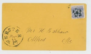Mr Fancy Cancel 114 FANCY CANCEL COVER NICHT AUFGEFÜHRT NEGATIV 5 PUNKTE STERNE WEBSTER PA - Bild 1 von 3
