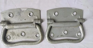LARGE VINTAGE pair CHEST HANDLES TRUNK TOOL BOX HANDLES BARN DOOR 5 1/4" x 4 1/4 - Picture 1 of 3