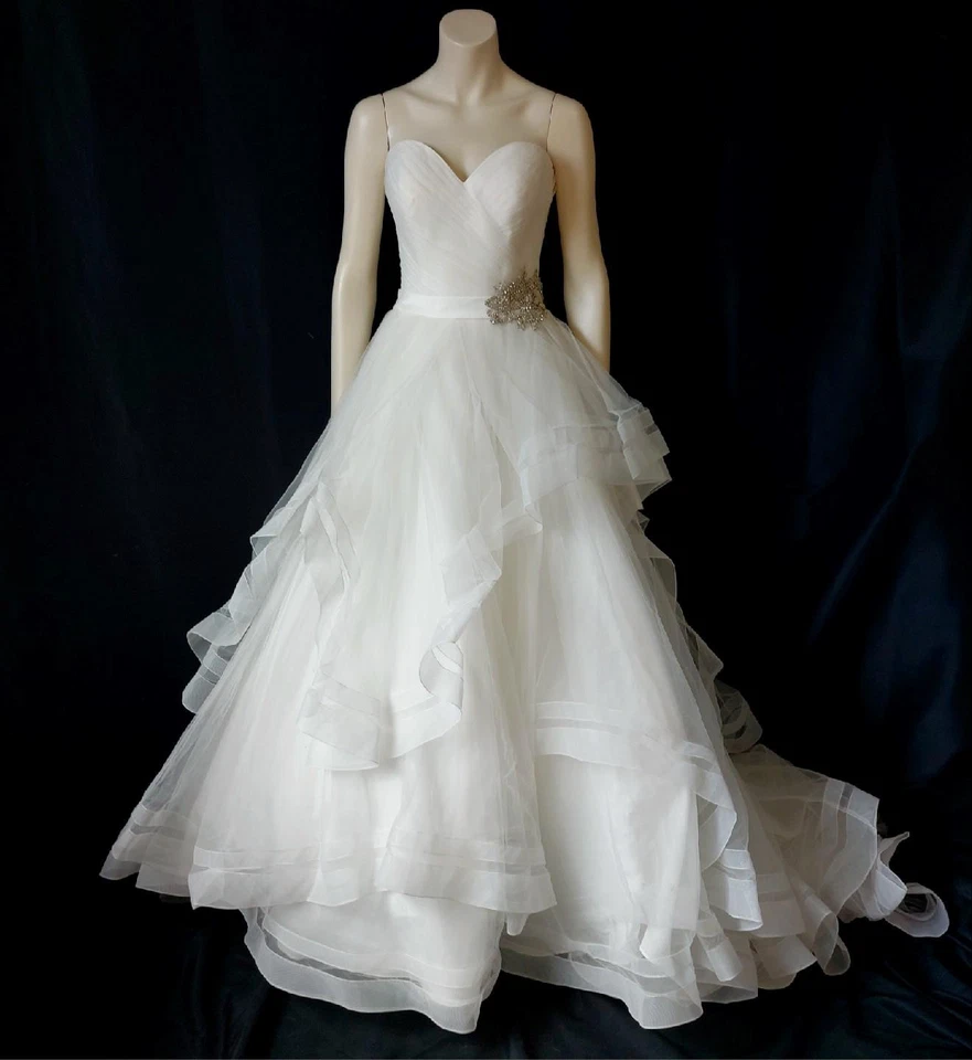 Eddy K Strapless IVORY TULLE PRINCESS BALLGOWN WEDDING DRESS BRIDAL GOWN - M - Image 1 of 4