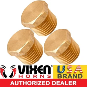 1/4" NPT BRASS HEX HEAD MALE PLUG FITTING FOR PIPE/WATER/AIR TANK 3PK VXA7514-3 - Picture 1 of 2