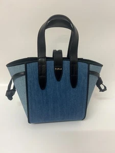 Furla Mini Tote Bag Denim Blue BX1661 BRAND NEW - Picture 1 of 4