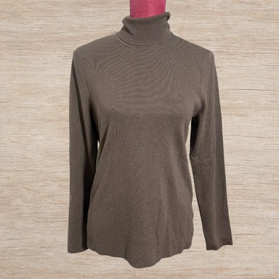 Suéter tejido cuello alto Chico’s talla 2 (grande) - marrón topo Foto 1 de 4