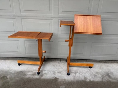 One FURBO 丹麦现代柚木可调节音乐写作床端支架桌 — 第 1/4 张图片