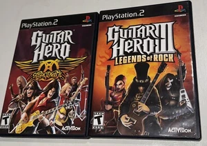 2 Guitar Hero: Aerosmith & III Legends of Rock PlayStation 2 PS2 Complete Games - Picture 1 of 3
