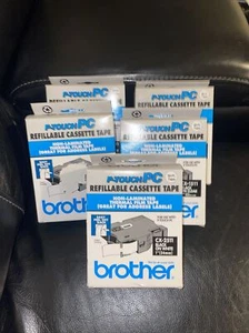 P-Touch PC Refillable Cassette Tape CX-2511 Black On White & Clear Non-Laminated - Picture 1 of 2