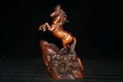Chinese Exquisite Natural Boxwood Hand-Carved Horse Statue 20050