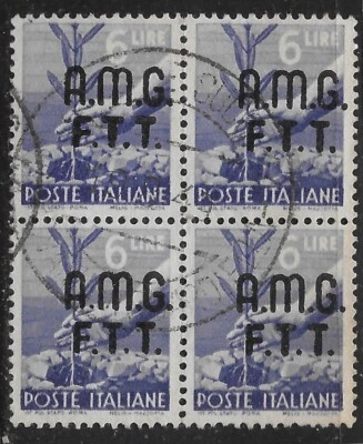 ITALY ALIEDS OCCUP. 1947  TRIESTE ZONA 5 Sheet 2x2  SASS#8🔥used Cd 1949 VF - Image 1 of 2