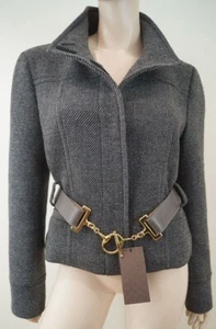 Chaqueta GUCCI Gris y Beige Diente de Perro Mezcla de Lana Cinturón Ajustada Forrada 46 UK14 NUEVA CON ETIQUETAS - Imagen 1 de 12