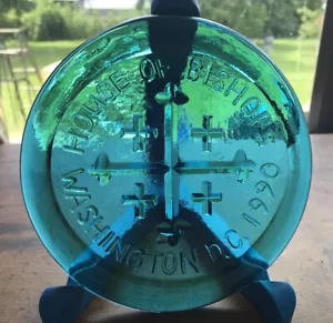 RARO VETRO BLU 1990 COMMEMORATIVO Grande Disco Vescovi Episcopali Washington - Foto 1 di 4