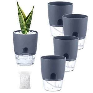 Self Watering Pots For Indoor Plants Outdoor 5 Pack 4 Inch Self Watering Planter - Picture 1 of 7