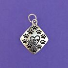 Paw Print Charm Love Squared Quirky Pawprint Pendant Silver Pet Dog Cat Loved