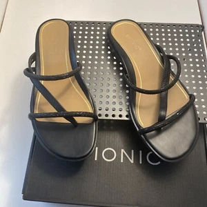 Vionic Womens Prism Sandal Black Sz 8W leather & beading - Picture 1 of 4