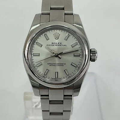 Rolex 26 mm Oyster Perpetual 176200 plata Oyster pulsera con bisel de plata 2016 Foto 1 de 4
