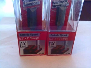 TWO !! Vermont American 1/2" Diameter Carbide Tipped Straight Router Bits 23106 - Picture 1 of 2