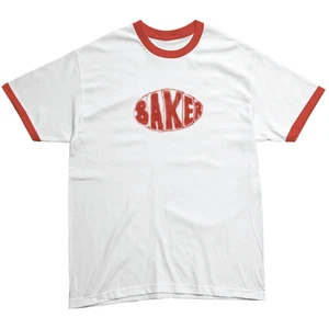 Baker Skateboards Sprayed Oval Logo White Ringer T-Shirt - Picture 1 of 1