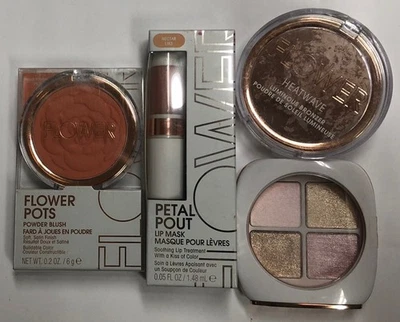 Lot of 4 Flower Makeup By Drew Barrymore Blush, Lip Mask Bronzer, Eyeshadow Quad - Image 1 of 4