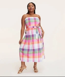 Vestido midi a cuadros con cintura atada para mujer - kate spade New York SIN CINTURÓN Talla XL - Imagen 1 de 7