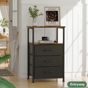 Multifunctional Bedside Nightstand & Side Table With LED Lights & 3 Drawers - Picture 1 of 6