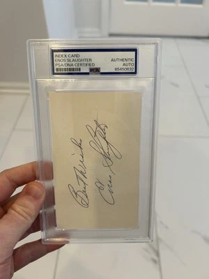 Enos Slaughter Signed Index Card PSA Encapsulated Autograph Yankees Auto - Image 1 of 3