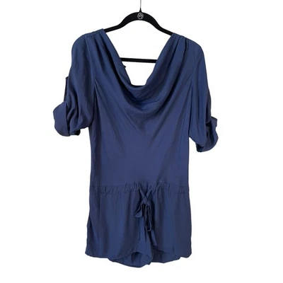 Mameluco BCBGMAXARIA para mujer con capucha cuello lengüeta enrollable azul talla pequeña con defecto Foto 1 de 4