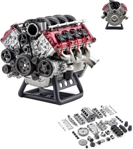 Working V8 Engine Model Kit DIY Mini Motor RC Compatible Real Engine Toy - Foto 1 di 12