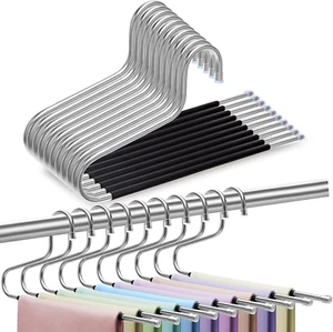 10 Pack Pants Hangers Saving Closet Organizers and Storage Strong Metal Hangers - Picture 1 of 12