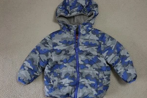 Swiss Tech Puffer Jacket Boys 18M Blue Camouflage Fleece Lined Hooded Full Zip - Picture 1 of 8