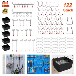 122Pcs Lochwandhaken Lochplattenhaken Lochwand werkzeughalter Wandhaken Hakenset - Bild 1 von 12