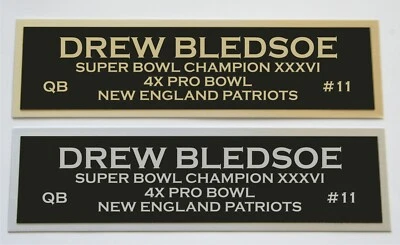 Placa de identificación Drew Bledsoe para casco o foto de fútbol americano camiseta autografiada firmada Foto 1 de 2