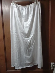 De Colección Vassarette Brillante Elástico Nylon Satinado Encaje Dobladillo Sin Mangas Talla XL Blanco - Imagen 1 de 8