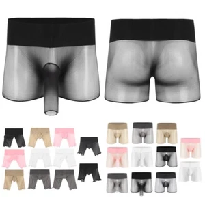 Sexy calzoncillos boxer transparentes con funda ropa interior de color liso para hombre - Imagen 1 de 59