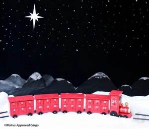 POTTERY BARN KIDS WOODEN TRAIN ADVENT CALENDAR -NIB- ALL ABOARD FOR FUN DÉCOR! - Picture 1 of 11