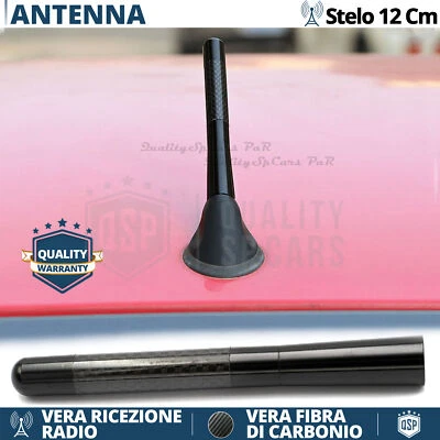 Antenna Corta 12cm Fibra Carbonio PER Lancia Y10-Y VERO Segnale RADIO AM-FM-DAB - Immagine 1 di 4