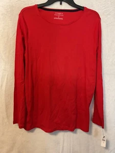 NWT The Talbots Tee T Shirt Red Long Sleeve Pima Cotton Women’s Size 1X - Picture 1 of 7