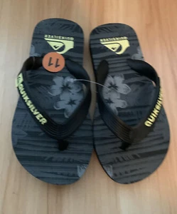New Little Boys Quiksilver Black Flip Flop Sandal Black / Yellow Size 11 - Picture 1 of 5
