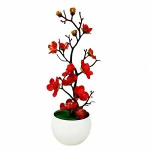 Artificial Bonsai Flower Realistic Fake Silk Plum Blossom Plant Home Decoration