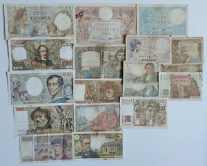 FRANKREICH RIESIGES SET MIT 18 BANKNOTEN FRANCS ALLE VOR EURO SELTENES SAMMLUNGSSET - Bild 1 von 4