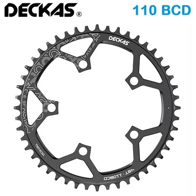 DECKAS Road Bicycle Chainrings SH110BCD 7-12 Speed Narrow Wide Black/Red 36-52T - Image 1 of 4