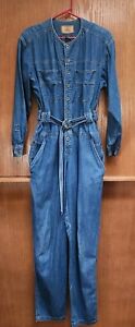 Lizwear Blue Denim Jumpsuit Women's Size Medium Vintage 1990s Long Sleeve Belted