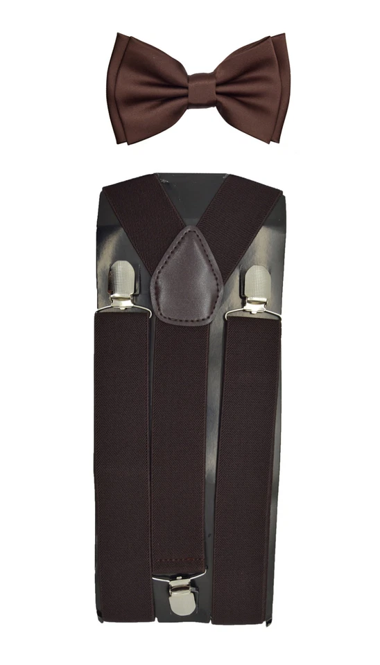 Juego de tirantes y pajaritas elásticas ajustables de 35 mm de ancho a juego de colores  Foto 1 de 1