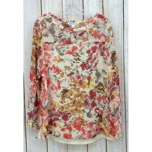 Pendleton Shirt Womens Size Large Silk Floral Watercolor Long Sleeve Lightweight - Picture 1 of 6