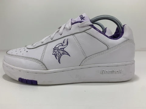 Vtg Reebok Football NFL Minnesota Vikings White Leather Shoes Sneakers Men's 8 Cover