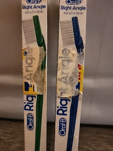 2 cepillos de dientes vintage Oral-B adulto 4 filas ángulo recto azul verde - Imagen 1 de 6