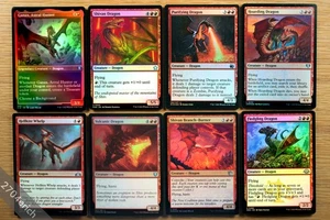 Set of 8 FOIL Uncommon Flying Red Dragons *NM* (Magic Commander EDH MTG English) - Picture 1 of 2