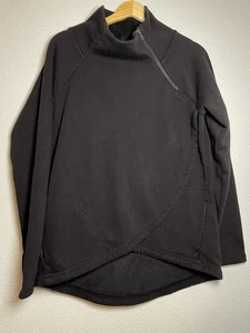 Athleta Cozy Karma Asym Black Pullover Jacket Size Medium Fleece Lined - Picture 1 of 8