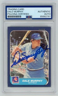 DALE MURPHY Atlanta Braves Signed 1986 Fleer Baseball Card #522 PSA AUTO 2781 - Image 1 of 2