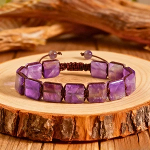 Natural Amethyst Bracelet Healing Protection Stone Bracelet Gift for Men Women - Picture 1 of 2