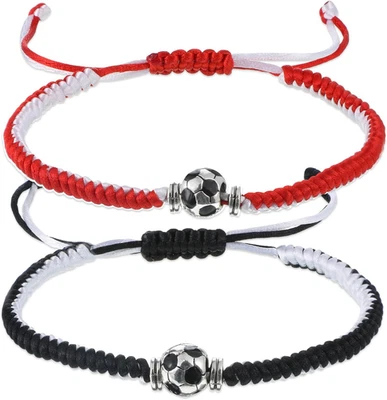 2 Stück Fußball Armband  verstellbar  gewebt  Freundschaftsarmband - Bild 1 von 4